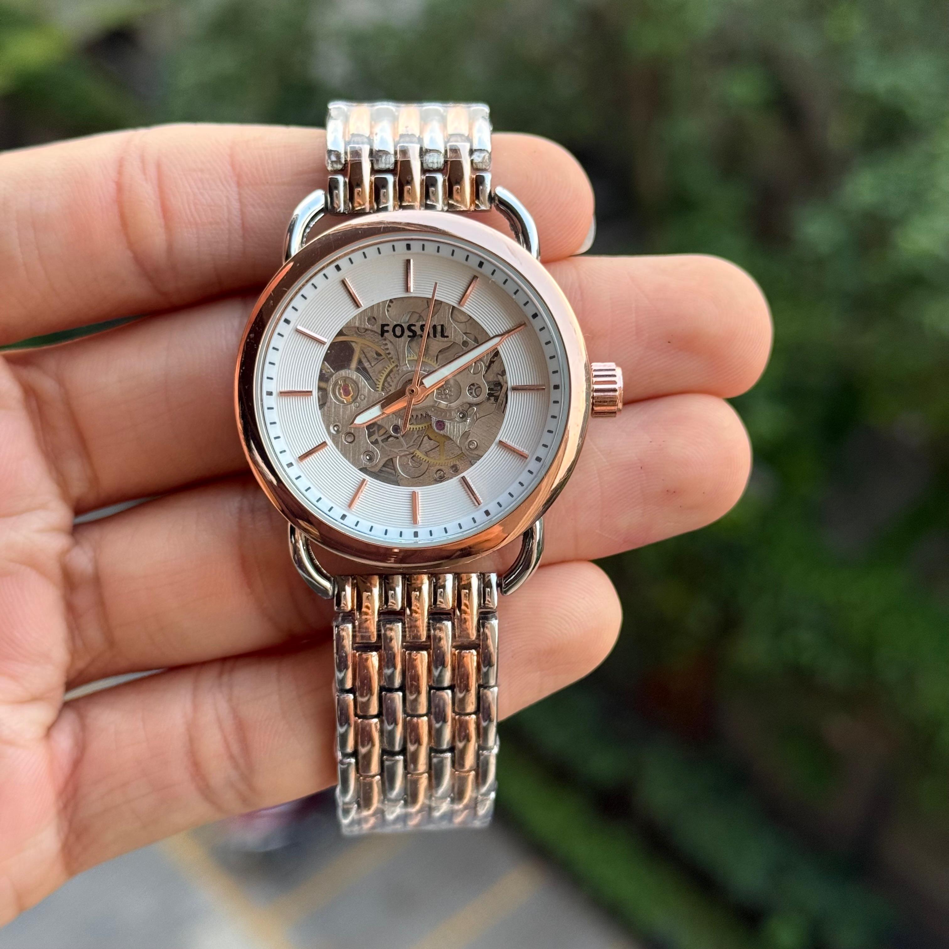 WG Fossi_l womens automatic tow tone white dial