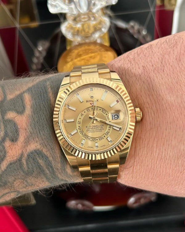 WG RLX Skydweller premium quality chain watch Golden