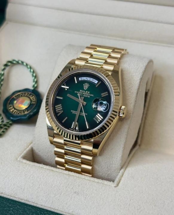 WG RoLe_X Day Date Roman Number Dial Golden Green